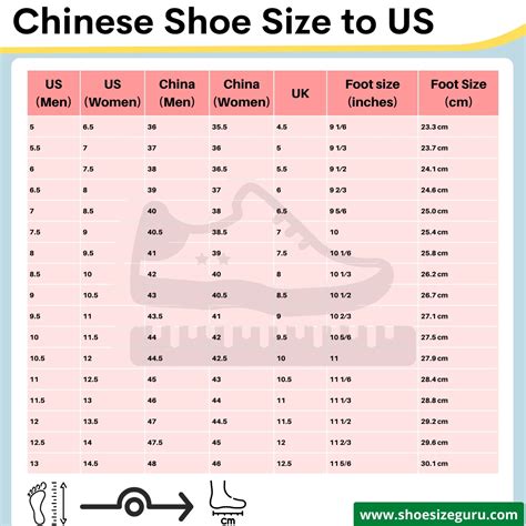 chinese to us shoes conversion chart